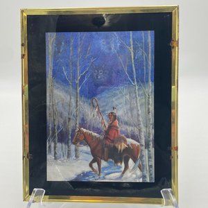 Bloom Brothers 25/541 Indian with Ghost Wolves Foil Print Art, Made in USA